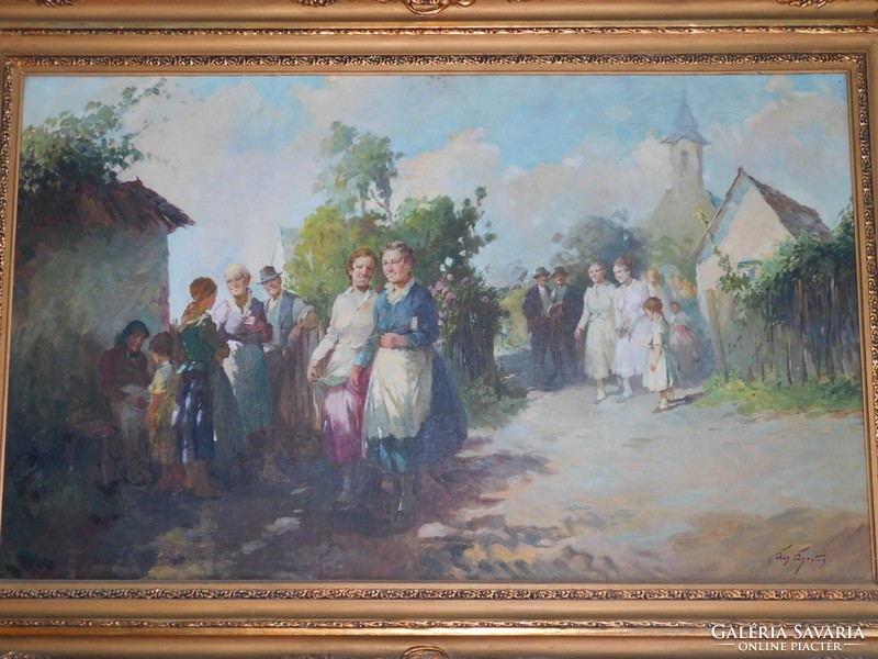 Ács Augustine on his way home from the church 80 x 130 cm