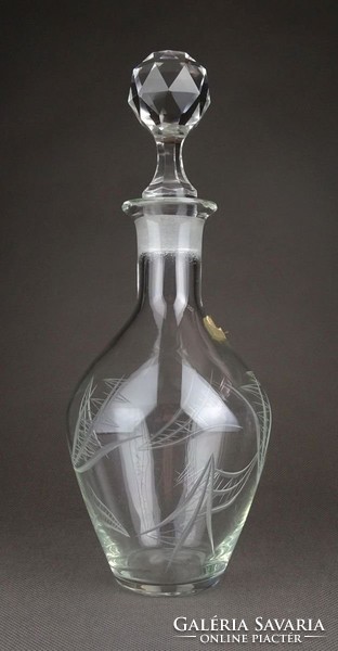 1B477 Régi jelzett Bohémia Glas cseh csiszolt dugós üveg 26 cm