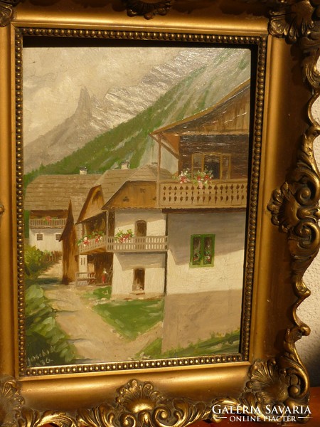 Eladó Jaschik Álmos: Felvidéki házak olaj, karton festménye
