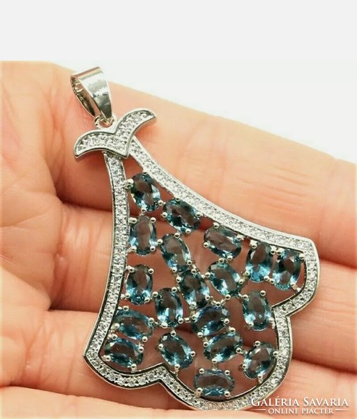 Blue topaz gemstone sterling silver /925/ pendant -- new