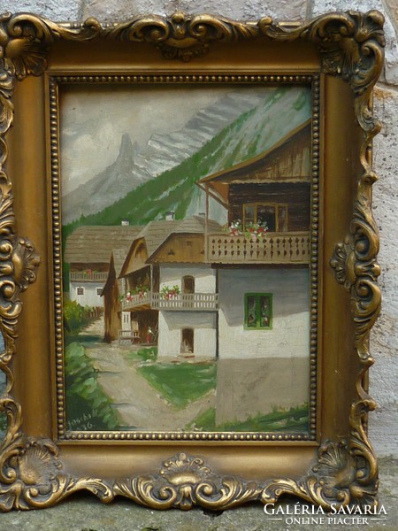 Eladó Jaschik Álmos: Felvidéki házak olaj, karton festménye