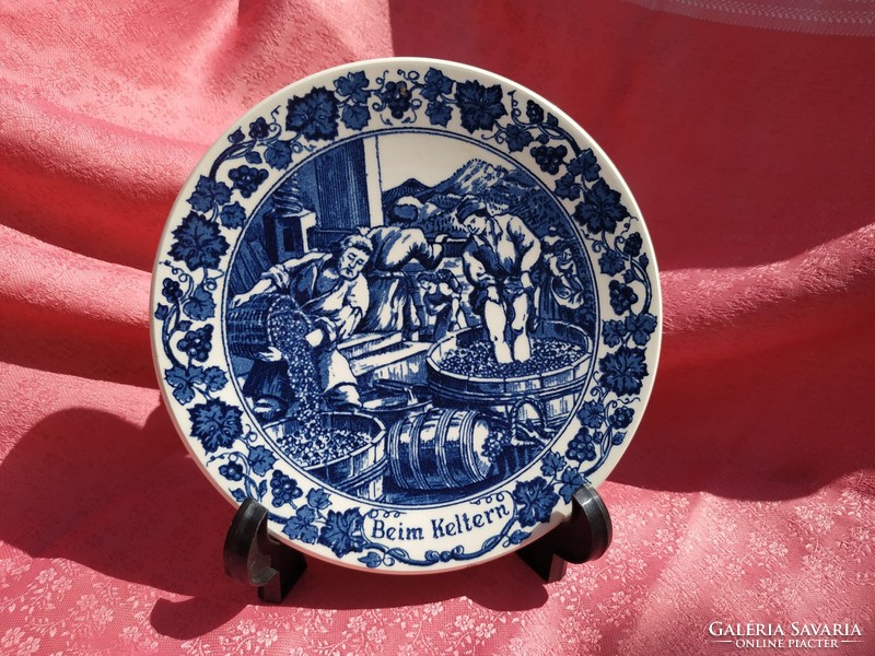 Antik holland porcelán Royal Geodewagen,  tányér, szüret
