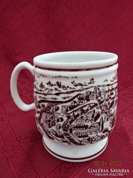 Hollóháza porcelain beer mug with Székesfehérvár inscription and view. There are good ones. !