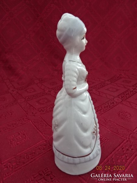 Német porcelán figurális szobor, lány legyezővel, magassága 14 cm. Vanneki!