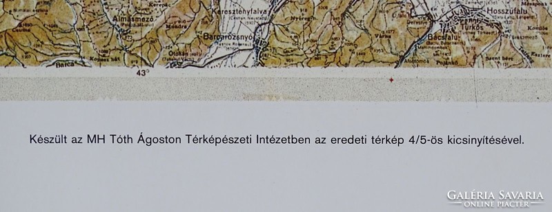1B543 Székelyföld térkép M.Kir. Honvéd térképészet 67 x 83 cm