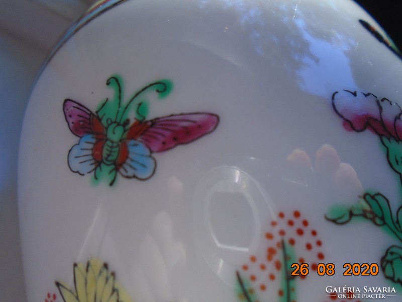 Hand-painted, hand-marked gold enamel, flower, butterfly, rocky landscape famille rose Chinese vase