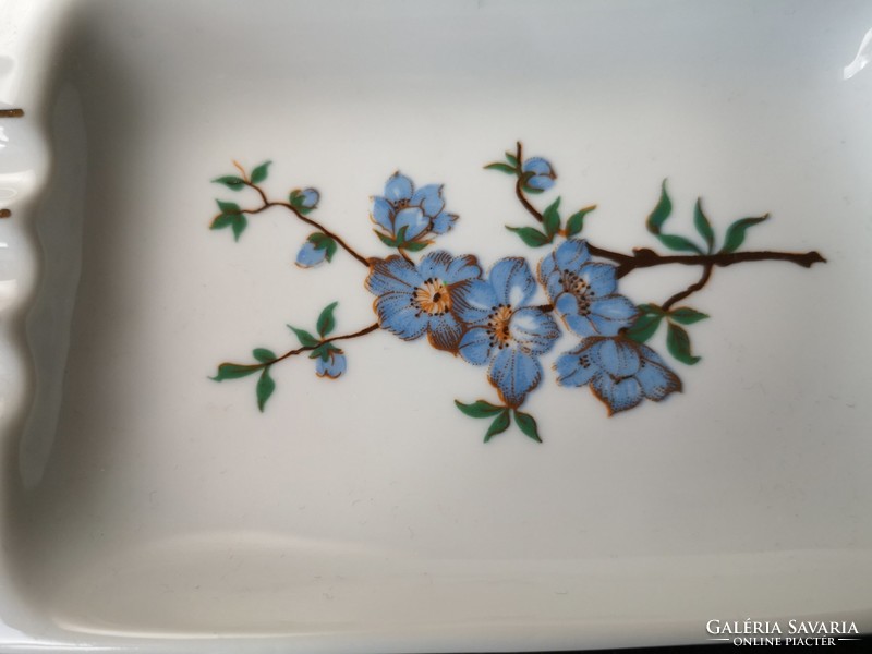 Hollóháza porcelain, blue peach blossom ashtray, flawless