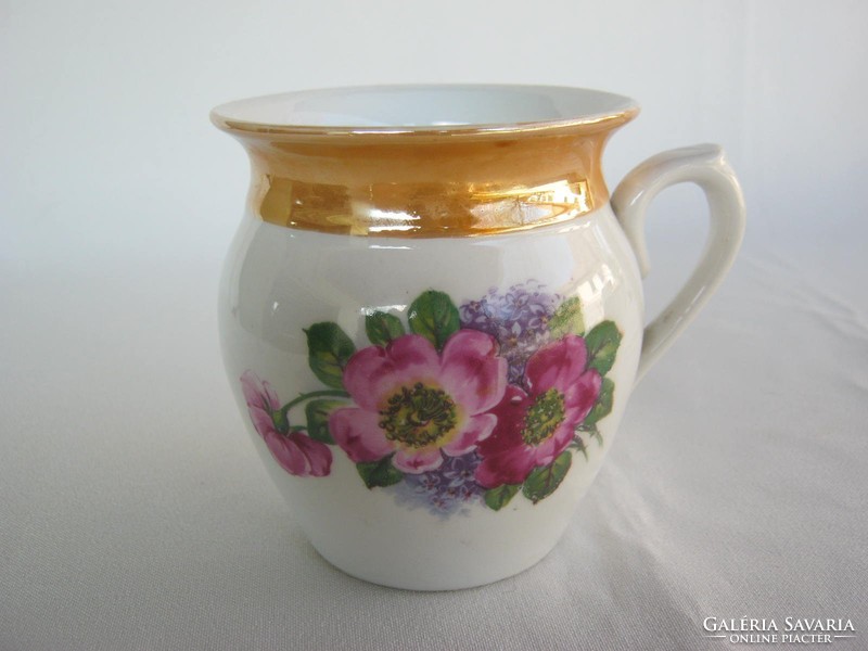 Floral pink porcelain bell-bottomed mug
