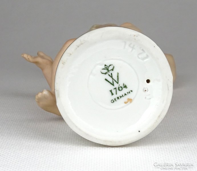 0Y644 Régi Wallendorf porcelán puttó 14.5 cm