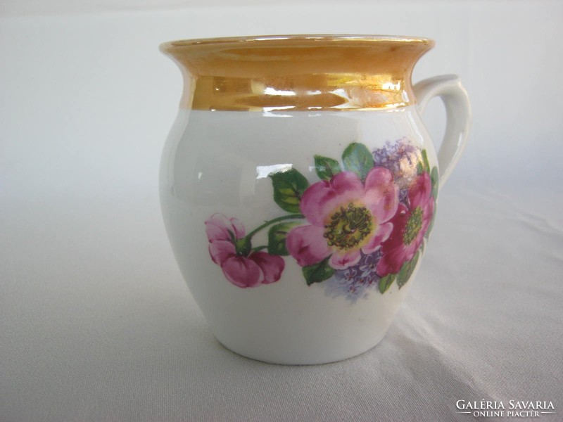 Floral pink porcelain bell-bottomed mug