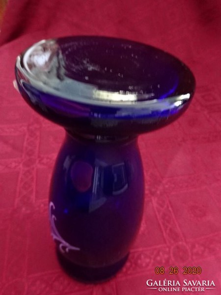 Hand-painted cobalt blue glass vase, height 18 cm. He has! Jókai.