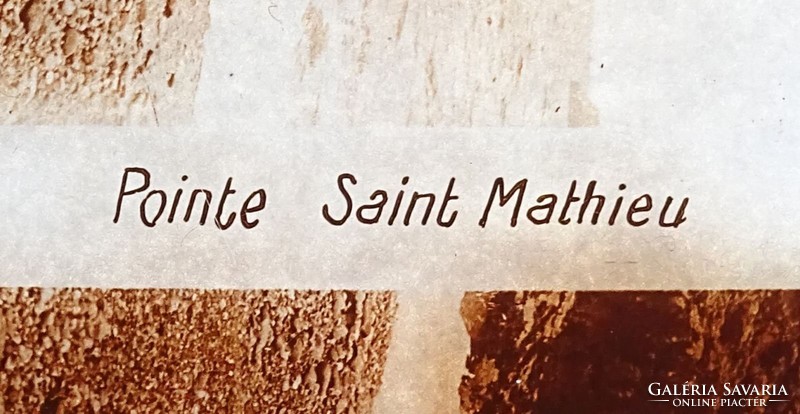 1B517 Antik francia üveglemez sztereó fotográfia Pointe Saint Mathieu XIX. század