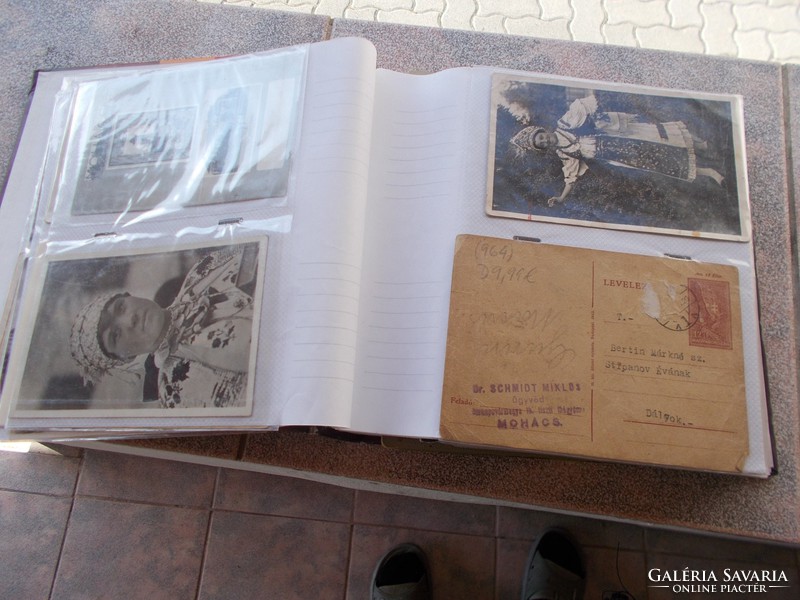 Mohács, album approx. 100 postcards, plus 94 old invoices