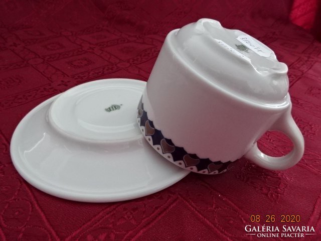 Suisse langenthal Swiss porcelain coffee cup + saucer.6 With a personal cobalt blue/brown pattern. He has