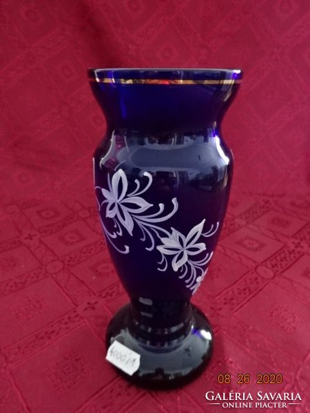 Hand-painted cobalt blue glass vase, height 18 cm. He has! Jókai.