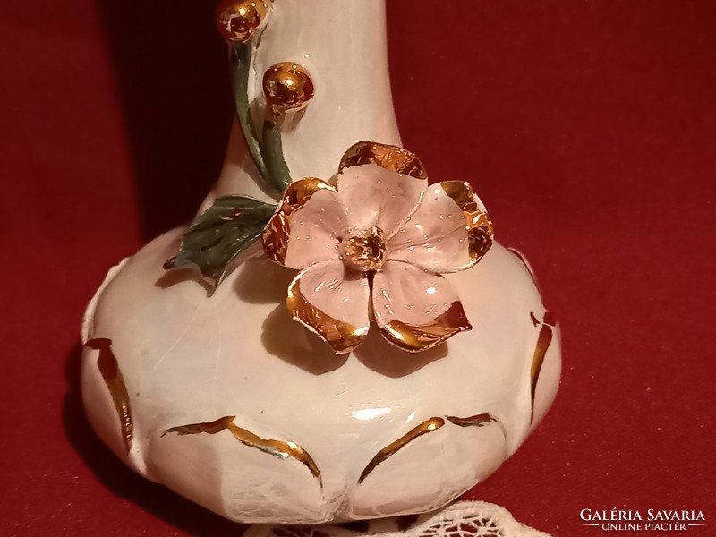 011. Original Bassano Italian porcelain vase with handles, 19 cm, a wonderful handmade piece