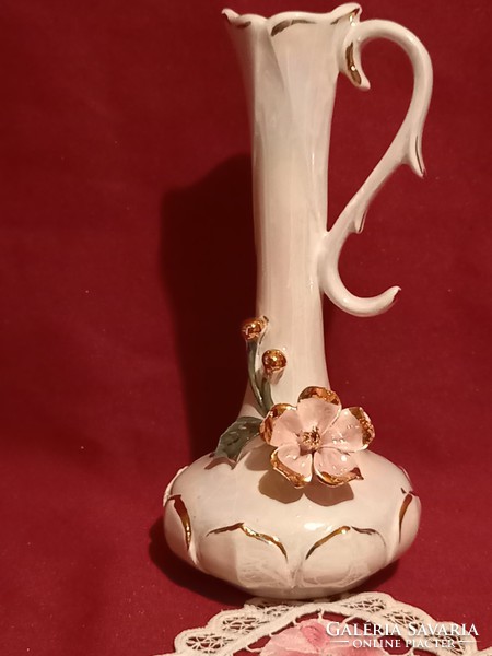 011. Original Bassano Italian porcelain vase with handles, 19 cm, a wonderful handmade piece