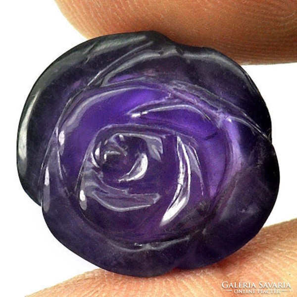 Real, 100% natural carved/engraved violet amethyst rose gemstone 12.38ct - st.