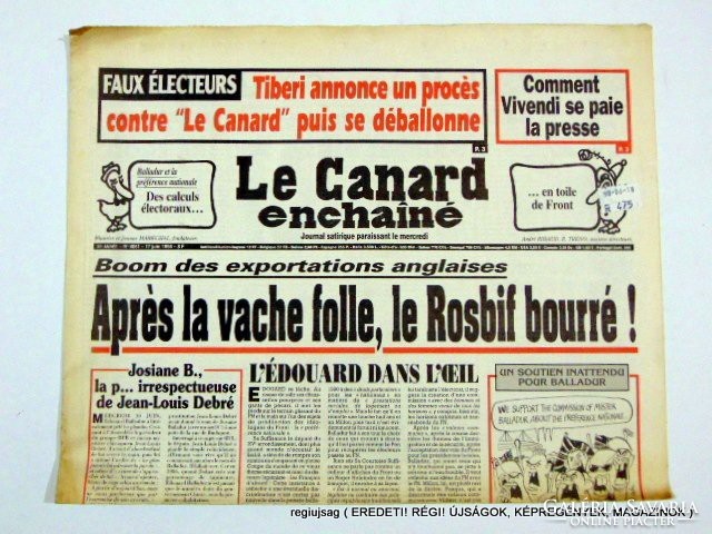 1998 június 17  /  Le Canard enchainé  /  regiujsag (EREDETI Külföldi újságok) Ssz.:  12406