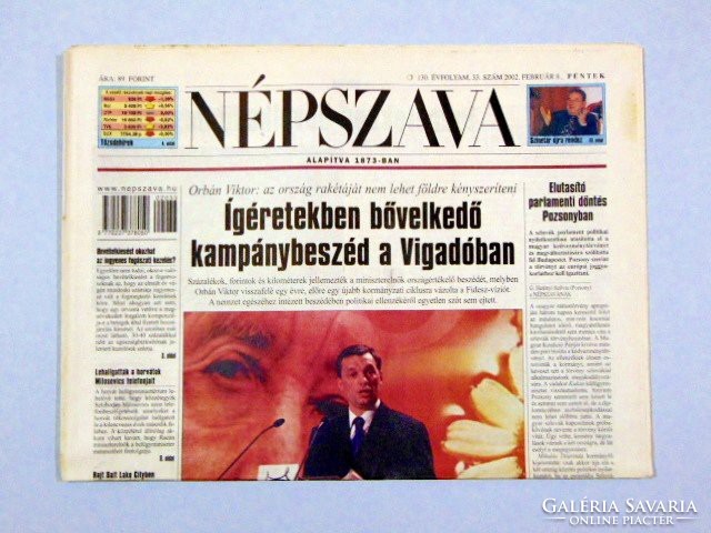 2002 február 8  /  NÉPSZAVA  /  18. SZÜLETÉSNAPRA! Ssz.:  13383