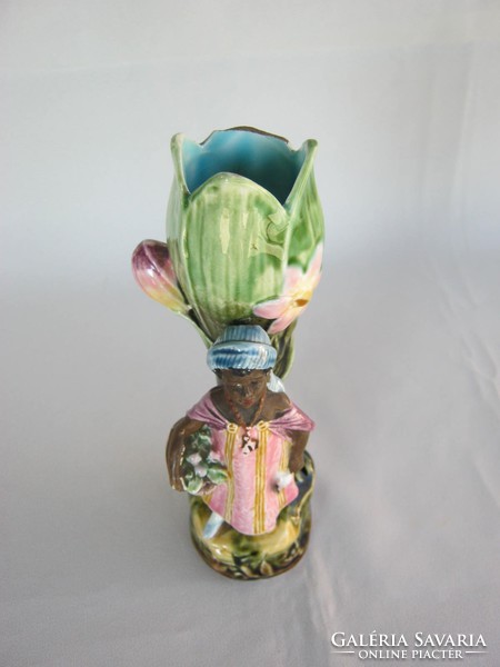 Figurative majolica vase