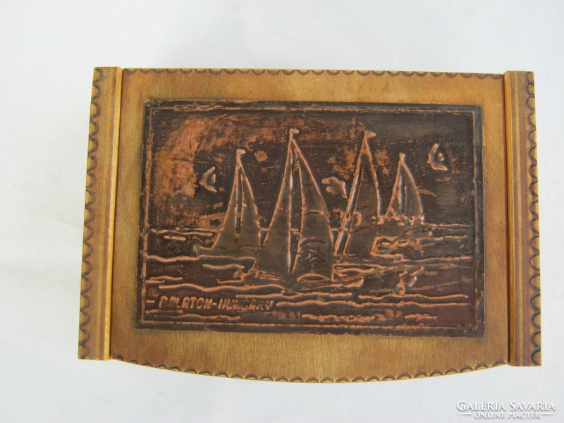 Retro Balaton souvenir sailing boat wooden box gift box