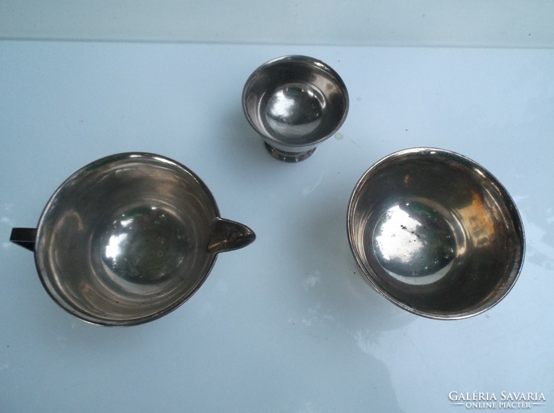 Silver plated - 3 pcs !!! - German milk spout 12.5 x 6 cm - sugar bowl 9.5 x 6.5 cm - sugar bowl 6.5 x6