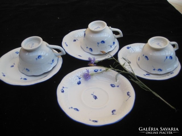 Herend blue floral, mocha for three people, + a spare plate