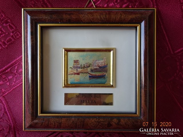 Máltáról miniatűr kép - St. Pauls Bay.  Keret mérete 11 x 10 cm. Vanneki!