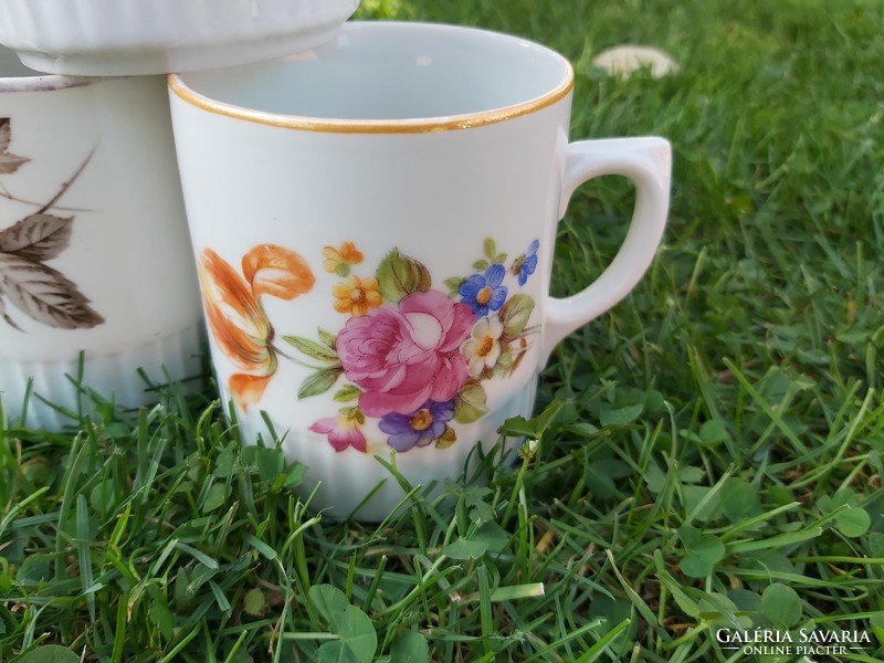 6 Zsolnay mugs with floral skirts, collection of mugs, nostalgia piece, rustic decoration