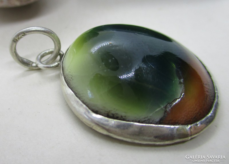 Very special colorful shell silver pendant