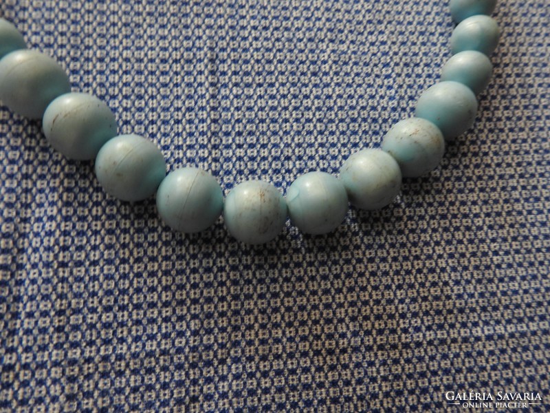 Pale blue - turquoise - old plastic string necklace