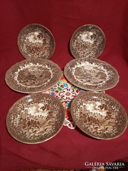 192 Merrie england Derbyshire angol porcelán tányérok 4 süteményes 2 lapos tányér 