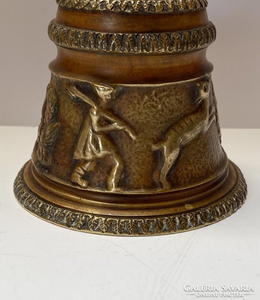 Antique bronze hand bell. Dazzling artwork!