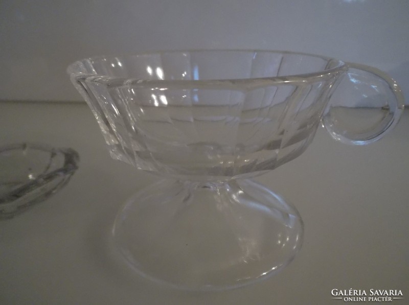 Cup + sugar cube holder - glass - old - Austrian - thick - 9 x 7 cm - 7 x 2 cm - perfect