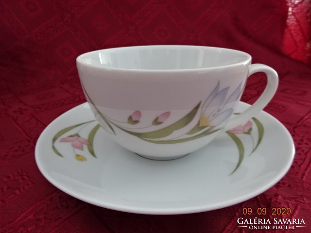 Alföldi 6-person porcelain tea cup + saucer, lily pattern. He has!