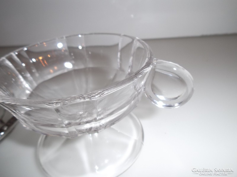 Cup + sugar cube holder - glass - old - Austrian - thick - 9 x 7 cm - 7 x 2 cm - perfect
