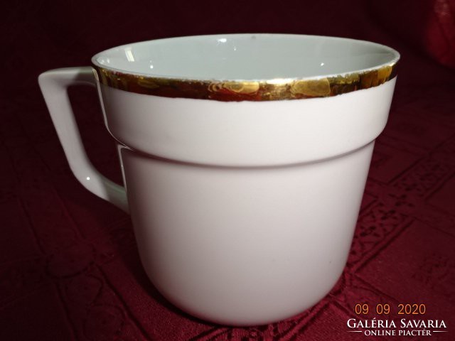 Alföldi porcelain mug with gold rim, diameter 8.5 cm. Used. He has!