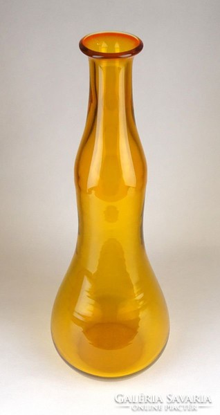 1B712 Art deco nagyméretű fújt üveg borostyán sárga váza 41.5 cm 1930-as évekből