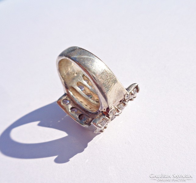 Wide 925 ring with many stones