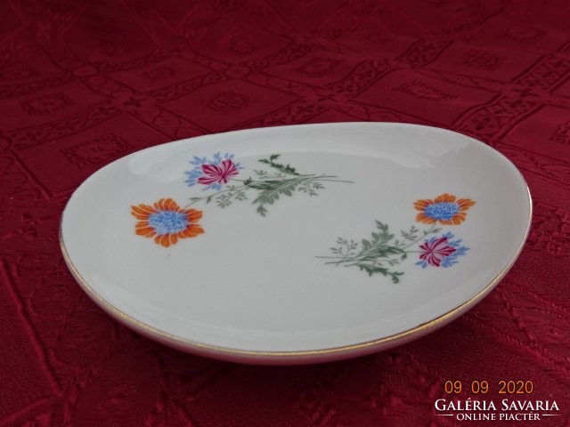 Hollóházi porcelán tavaszi virágmintás tálka, asztalközép, mérete 12 x 10 x 2 cm. Vanneki!