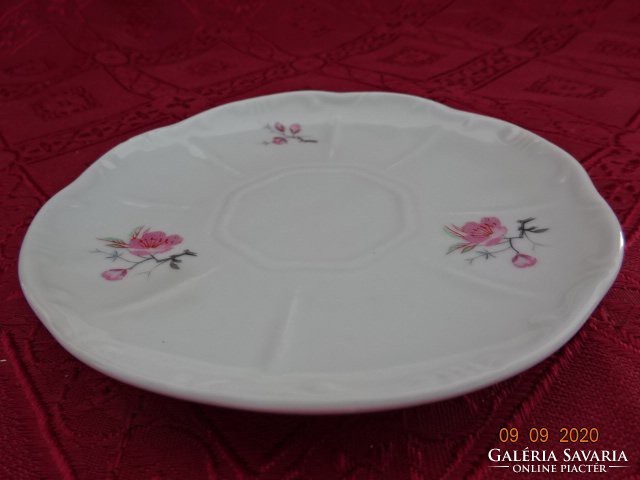 Zsolnay porcelán antik kávéscsésze alátét, rózsaszín virággal. Vanneki!