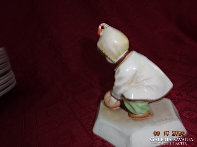 Zsolnay porcelain antique figure, little girl playing ball, height 13.5 cm. Identification: it-1106p/k. He has!