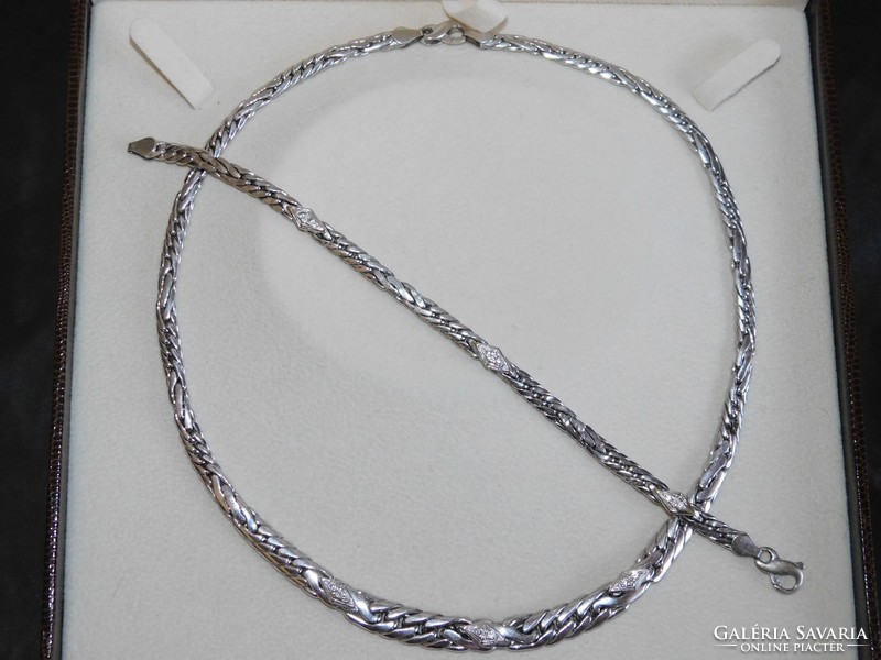 White gold 14k women's necklace + bracelet 29.4 Gr