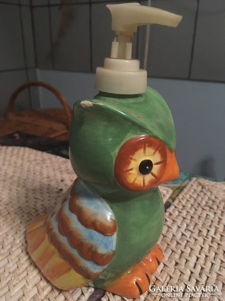 Porcelain owl soap dispenser