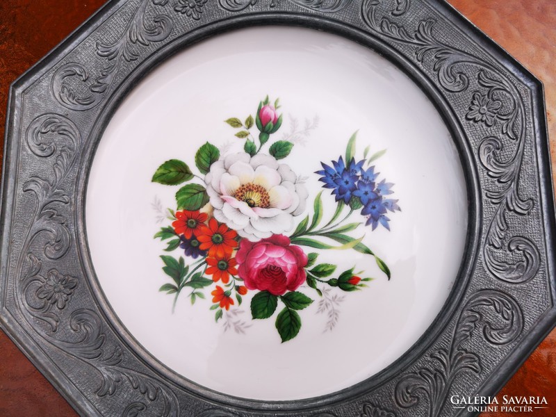 Antique pink pewter decorative bowl,
