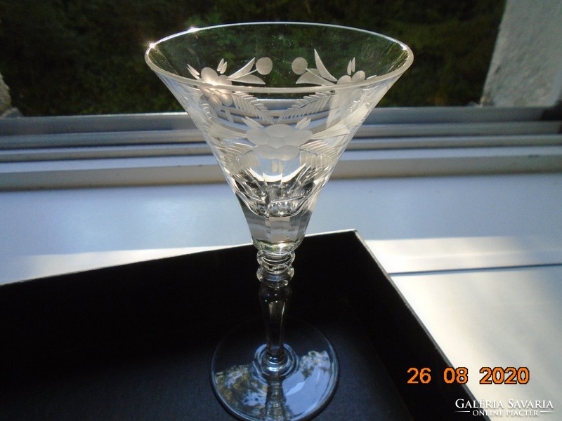Antique faceted engraved glass cup
