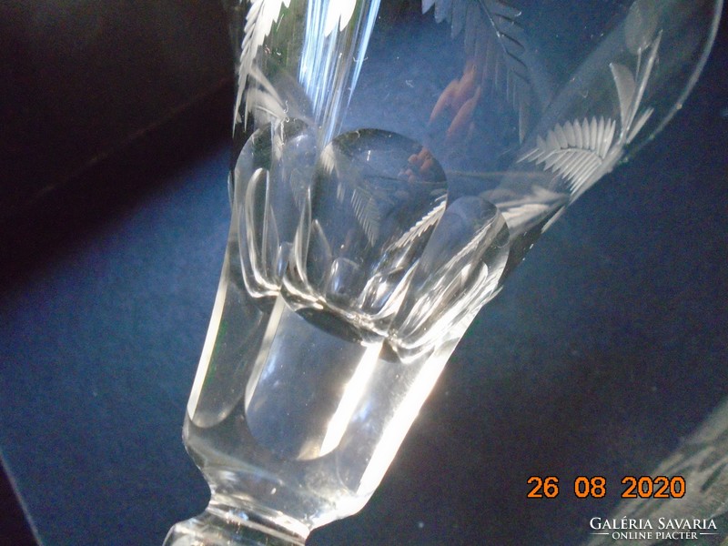 Antique faceted engraved glass cup