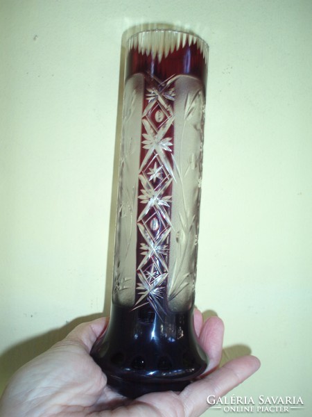 2-layer polished crystal glass vase