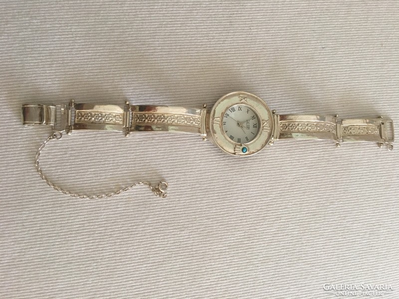 Israeli silver watch with turquoise stone